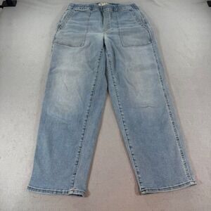 Madewell Pull On Straight Leg Jeans Light Wash Elastic Waist Women S
